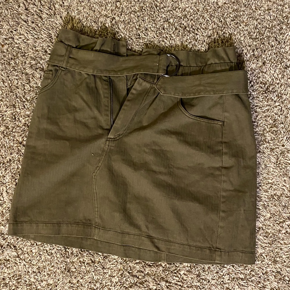 Green mini skirt